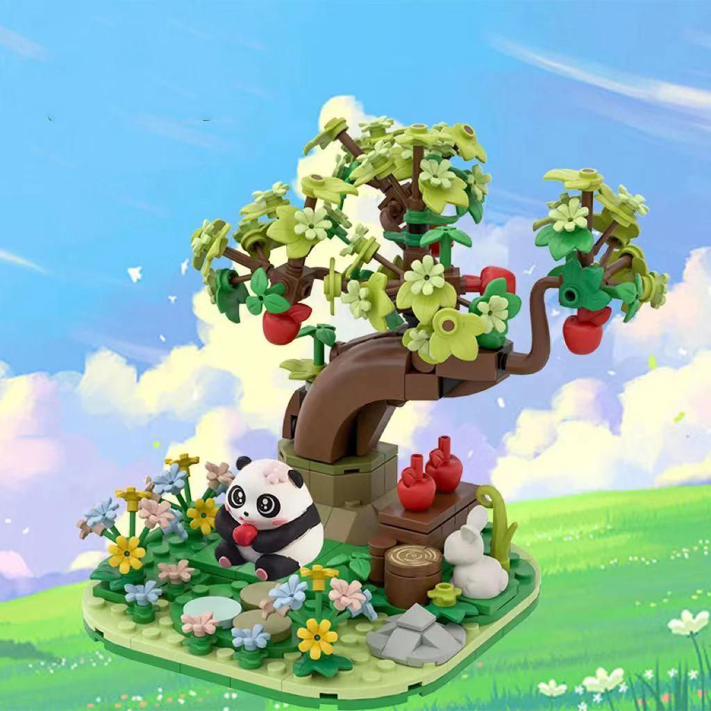 Cute Panda Building Blocks Zoo Landscape Assembly Model Bricks Creative Desktop Decoration Children's Christmas DIY Toys Gifts