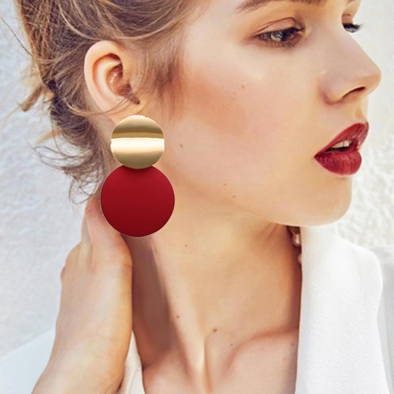 Big Statement Earrings Red Black White Gold Round Circle Oval Geometric Earrings for Women Punk Metal Earring Boho Jewelry 2020