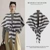 Women's Luxury Wool Striped Triangular Shawl Cardigan - Super Warm Winter Outerwear