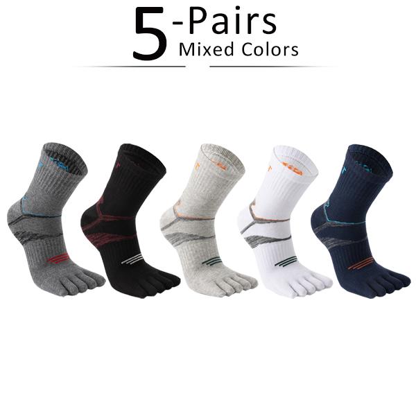 5 Pairs Man Short Toe Socks Sport Compression Cotton Sweat-Absorbing Badminton Tennis Bike Run Basketball 5 Finger Travel Socks