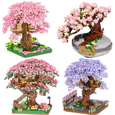 Stavebnice Mini Sakura Tree House Stavebnice Město Pohled na ulici Model Třešňového květu Stavební kostky DIY hračky pro děti hračka PRO
