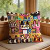 Art Dopamine Doodle Cat Cushion Cover Silky Short Plush Invisible Zipper Dustproof Sofa Pillow Case For Home Decor