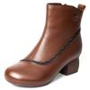 Top Layer Cowhide Leather Shoes Women Casual Retro Soft Sole Boots National Style Versatile Leather Boots Mid-Heel Mother Boots