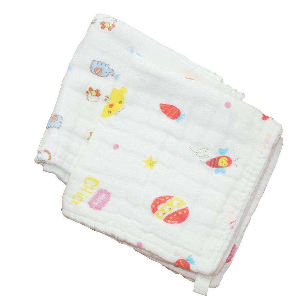 2PCS 6-layer Washed Gauze Square Face Towel for Shower 25*25CM