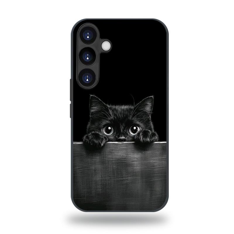 Electroplated Glass Phone Case Suitable for Samsung Galaxy S26 S25 S24 S23 S22 S20 S11 S10 FE Ultra Plus Anti Drop Cat Pattern