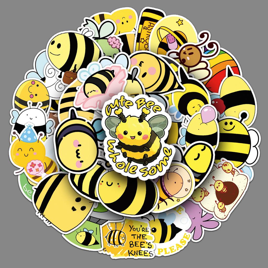 51 Cute Cartoon Little Bee Ins Style Creative Graffiti Scooter Motorcycle Car Refrigerator Decoration Stickers