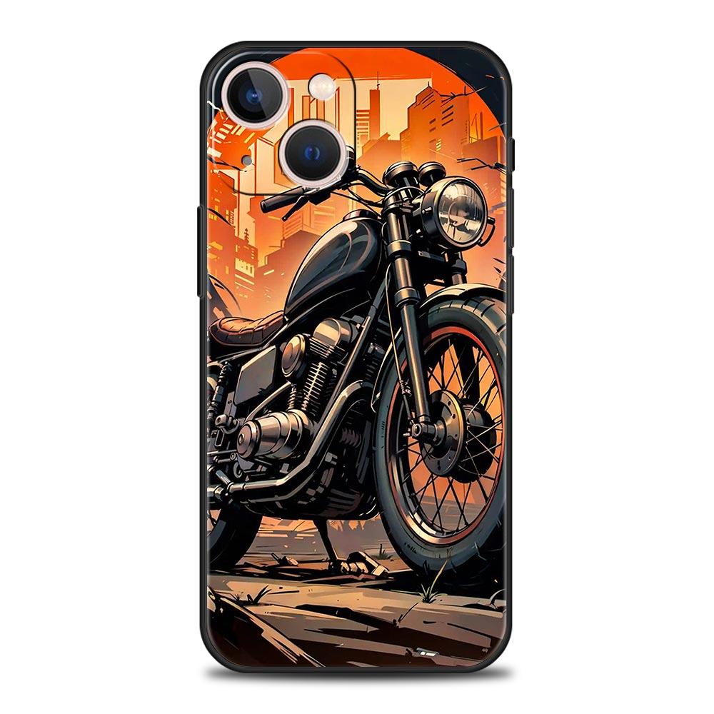 Colors Vintage Motorcycle Painted Phone Case Cover for iPhone 17 16 15 14 13 12 Pro Max 11 Pro Max 17 AIR Plus Soft TPU Shell