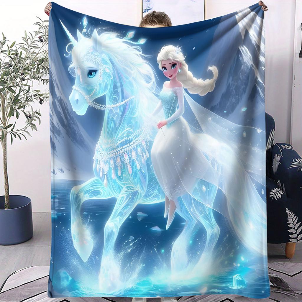 Flannel Blanket Frozen Elsa Anna Olaf Cartoon Soft Throw for Kids Bedroom Sofa Outdoor Camping Christmas Birthday Gift Daily Use