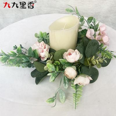 Couronne Américaine Imitation Anneau de Bougie Couronne de Roses Macarons Décoration de Table Mariage Fête Couronne