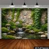 2D Serene Japanese Zen Garden Waterfall Photography Background