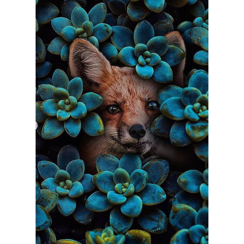 Full Round Drill 5D DIY Animals Tiger Diamond Painting Flower Fox Diamond Embroidery Cross Stitch Christmas Decoration