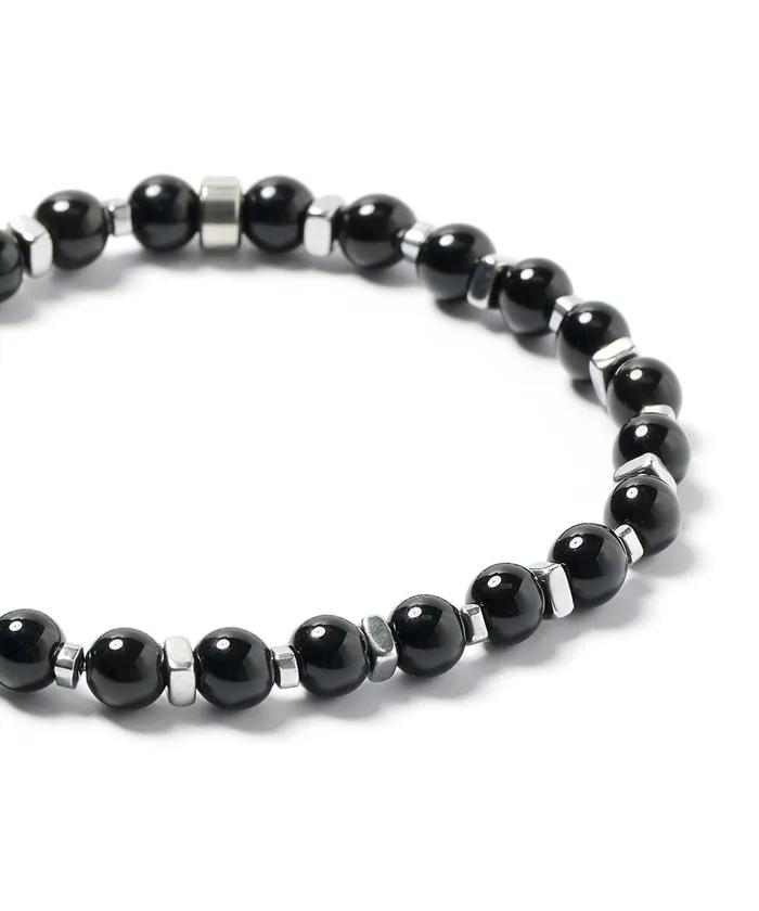 6mm Black Onyx Double Mix Seahorse Chip Bracelet (C2503AC1361_BK)