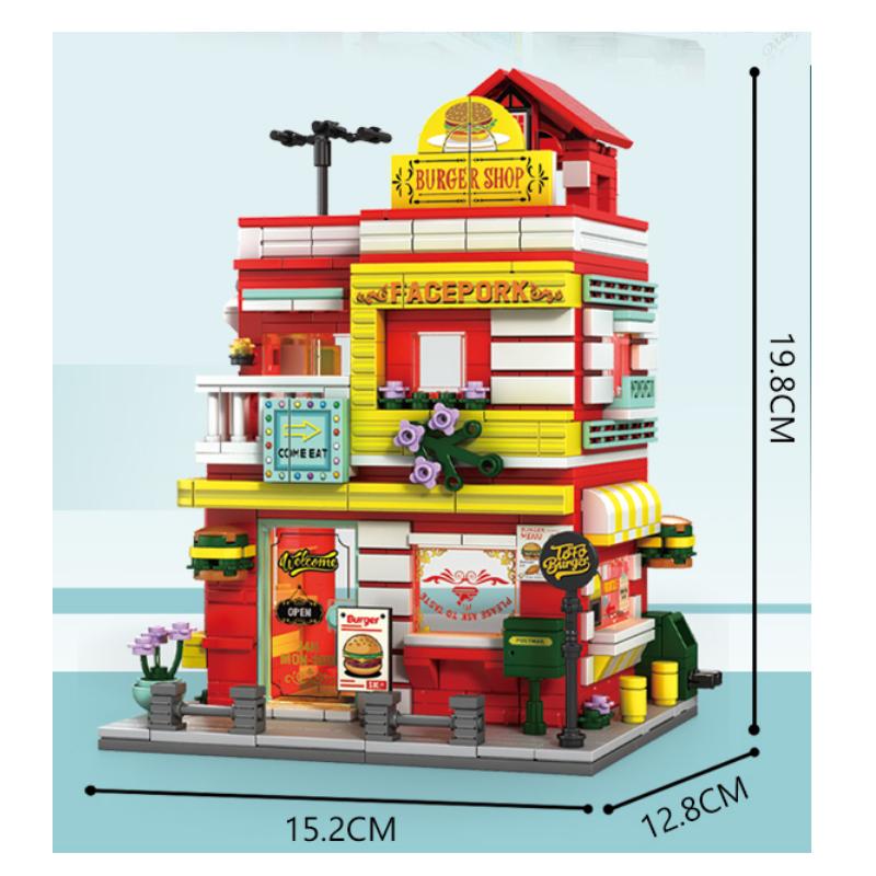 

Архитектурные строительные блоки Магазин гамбургеров Серия Город Подарок для девочек Модель дома Сборка Пазл Модель Подарок для мальчиков Детская игрушка