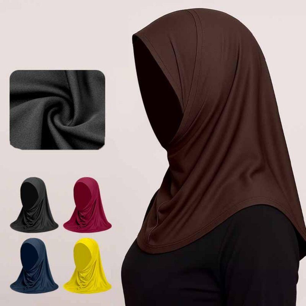 Elegant Ramadan Hijab Soft Head Wrap Cap Fashion Islamic Headscarf Hair Accessories