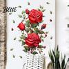 Autocollants de Fleurs Polyvalents Floraux à Décoller Mur Rouge Rose pour Maison Autocollant Aquarelle et à Coller Application Facile Décor Salon