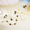 Romantic Pink Cherry Blossom Clavicle Chain Jewelry Set For Women Elegant Sweet Rose Flower Necklace Earrings Set Wedding Gift