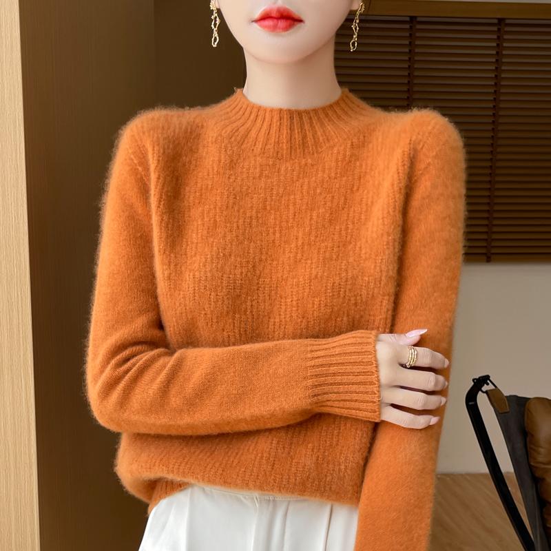 Women's cashmere sweater Qinghe cashmere 30% cashmere 70% wool autumn and winter pullover warm and fashionable