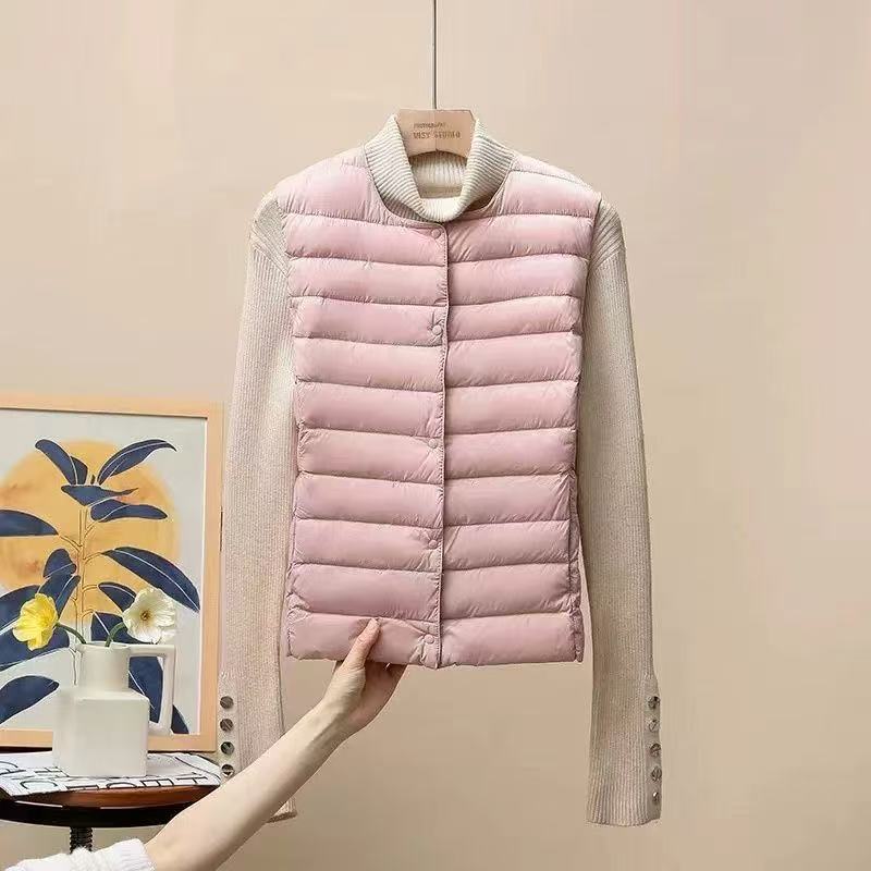 Leichte Baumwollweste Herbst und Winter Kurz Innere Bekleidung Einfarbig Kragenlos Futterweste Damen Figurbetonte Warme Weste