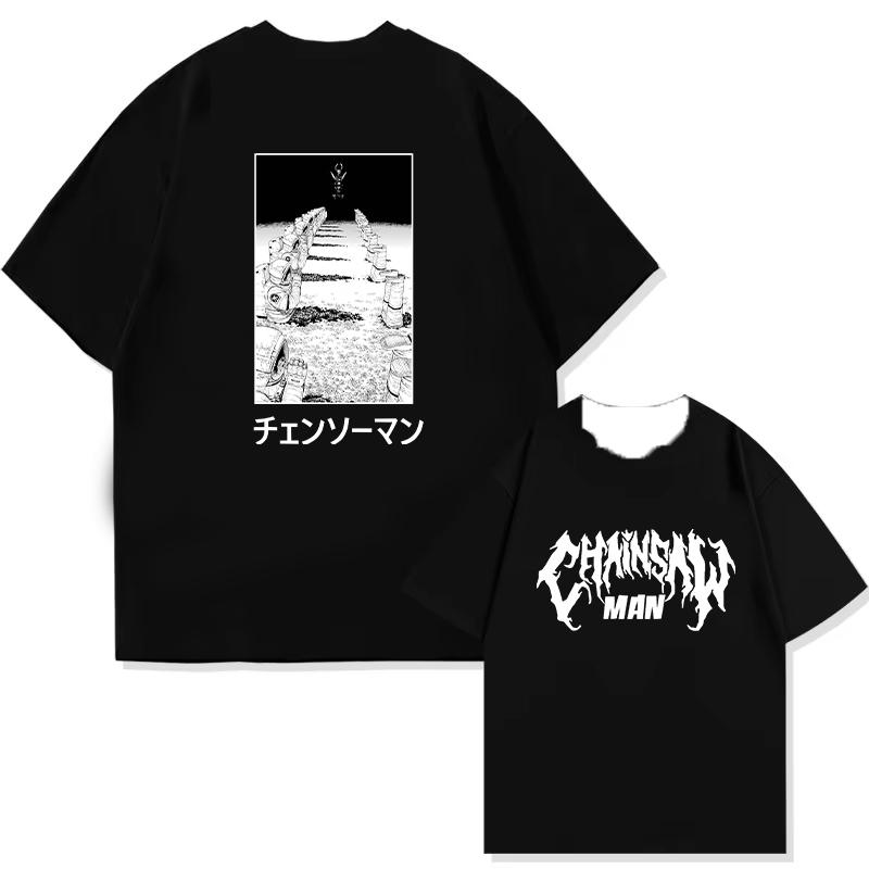 Anime Chainsaw Man T-Shirt Denji Power Manga Graphic Tee Men Summer Short Casual Japanese Cartoon Streetwear T-shirt Comfortable