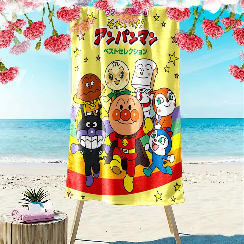 Cute Bread-man Anime 2D Flat Print Beach Towel, Large Soft Quick Dry Towel for Beach Camping SwimmingZSTJ0915322