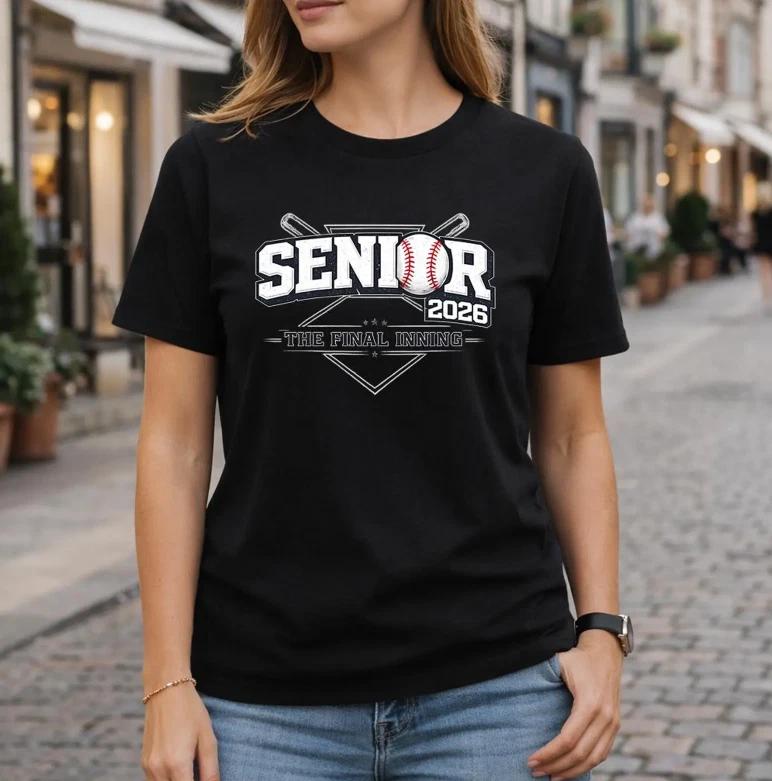 Retro Baseball Senior 2026 The Final Inning Senior Mom Dad T- Shirt S