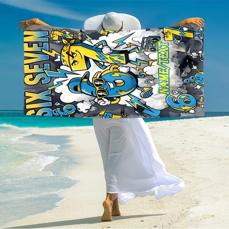 1PC Custom Name "Six Seven Adventure" Beach Towel Highly Absorbent And Sand-Resistant Towel for Swimming, Pool, Yoga, And Travel Lightweight