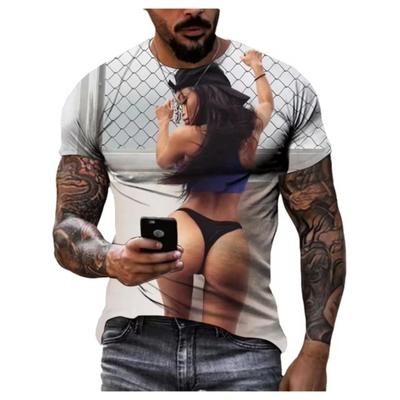 Summer Creative Sexy Beauty Tričko s 3D potiskem Móda Pánské Oversized Crew Výstřih Neformální košile s krátkým rukávem