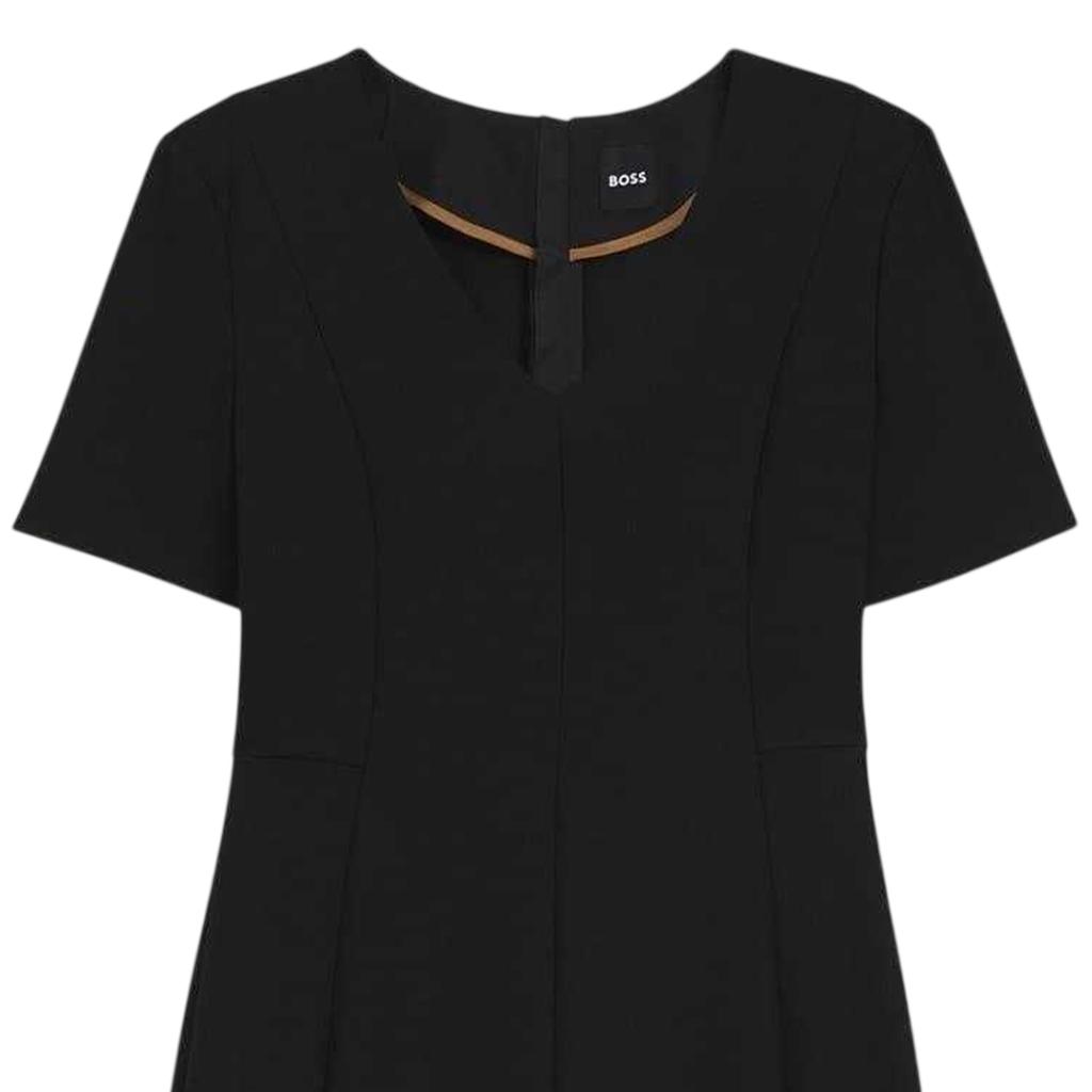 BOSS Damen Damaisa Knieumspielendes V-Ausschnitt Kurzarmkleid