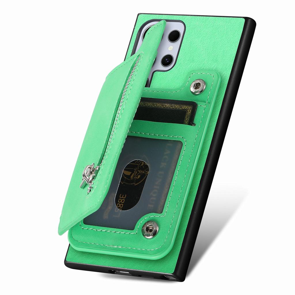For Samsung Galaxy S25 Ultra Case Magnetic Detachable Zipper Card Holder Leather Phone Back Cover