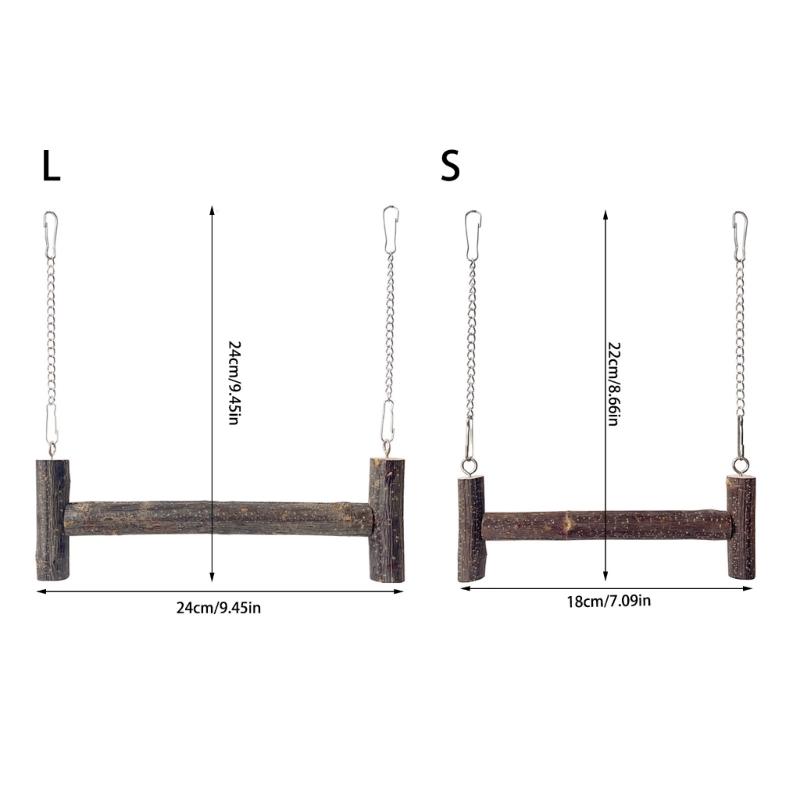 Parrots Swing Hammock Perch Metal Chain Wooden Rod Small Bird Toy For Cages Outdoor Use