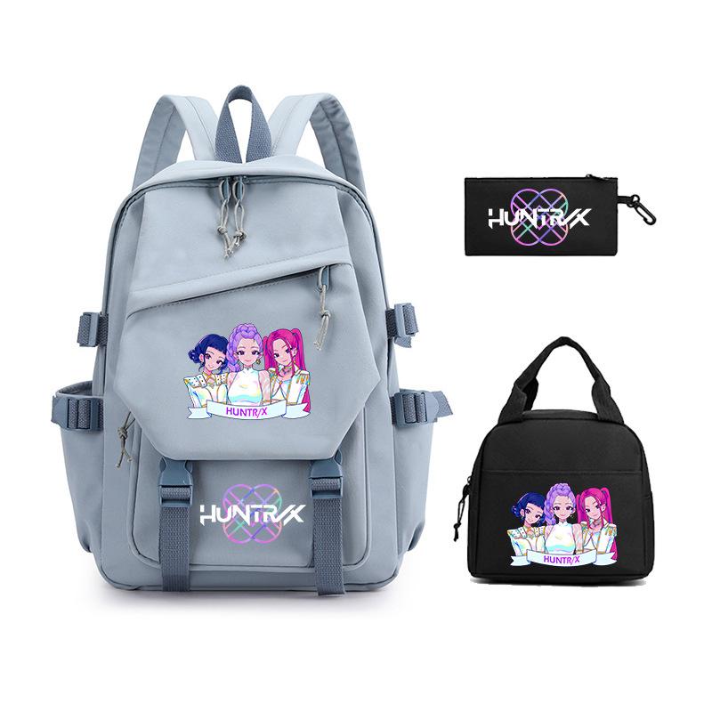 Demon Hunters KPop Demon Hunters Student School Bag Three-piece School Bag Zipper Pencil Case