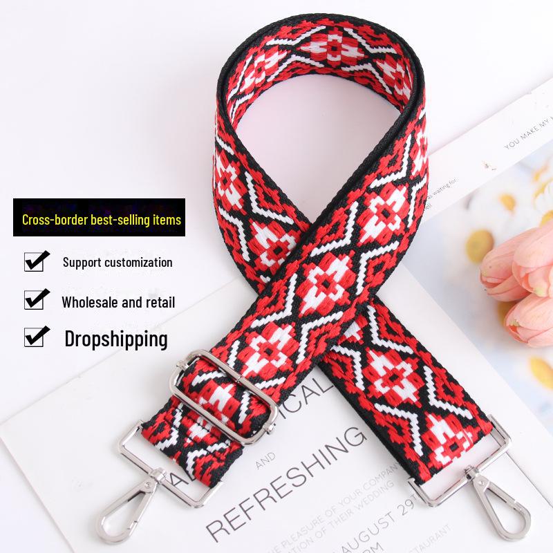 5CM Adjustable Multi-Color Women's Bag Strap - Kaleidoscope Pattern, Wide, Cross-Body