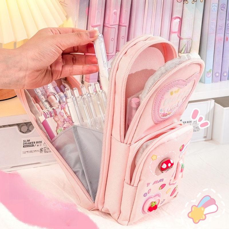 Stylish Backpack Pencil Case for Boys and Girls Large Capacity Pencil Pouch Elementary & Middle School Student Stationery Organizer