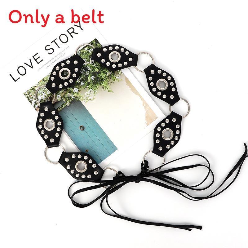 Rivet Retro Metal Buckle Leather Splicing Waist Belt Bohemian Style For Trendy