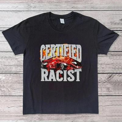 Camiseta Unisex Certificada Racista Camiseta Blanca Top de Béisbol Casual Camiseta de Carreras Unisex y para Mujer
