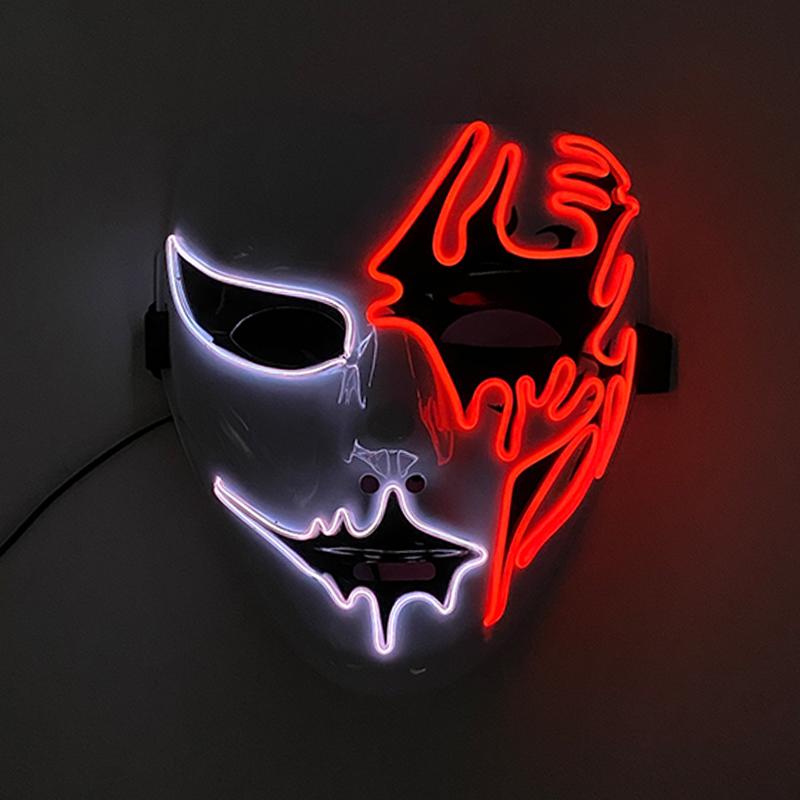 Glow Party Cosplay Mask Neon Mask Led Mask Masque Masquerade Party Masks Led Light Up Props Glow In The Dark Costume Supplies