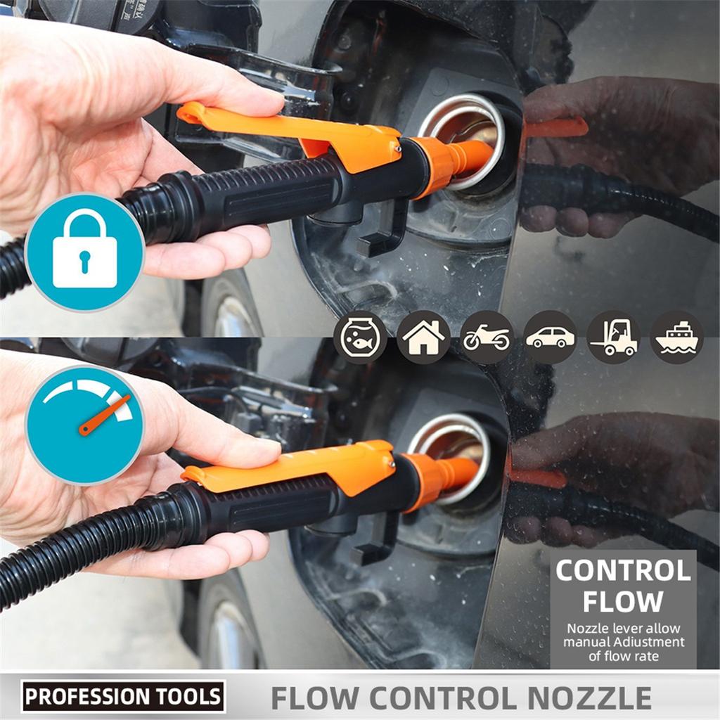 12V Electric Oil/Fuel Transfer Pump Portable Fuel Pump Battery-Powered Liquid Siphon Pump for Cars Trucks Gas Water with Hose