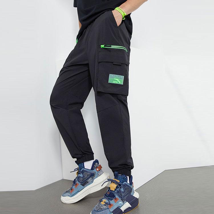 Anta Solid Color Drawstring Jogger Work Pants Men Bottoms Black 152138511-1