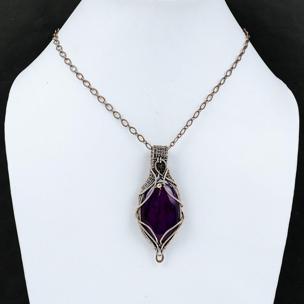 Pendentif Labradorite Feu Violette Fil de Cuivre Enveloppé Bijou Fait Main Pendentif Femme Pierre Précieuse Pendentif Cuivre Pendentif Enveloppé de Fil Cadeau Pour Elle