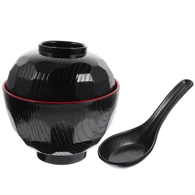 Japanese Style Melamine Miso Soup Bowl with Lid Rice Serving Bowl Multi Function Kitchen Supply Fine for Appetizers