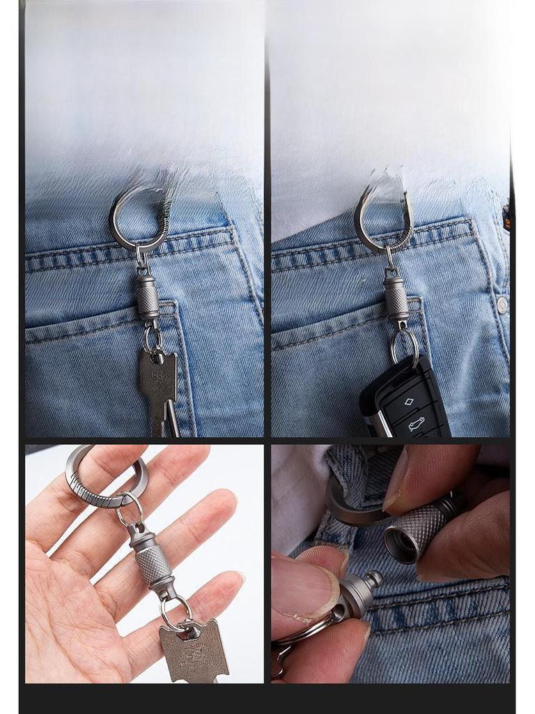 Unisex Titanium Alloy Rotating Keychain Quick Buckle