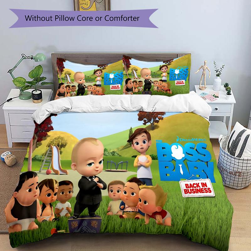 Boss Baby Returns Bettwäsche-Set 3 Teile Bettbezug mit 2 Kissenbezügen Heim-Geburtstagsgeschenk