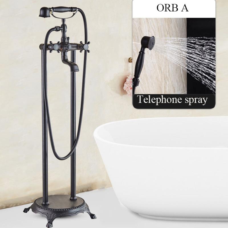 Brass Bathroom Faucet Bathtub Faucets 360 Rotation Floor Stand Faucets Telephone Type Hand Shower Antique Bath Shower Set
