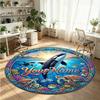 Ocean Sea (95) Theme Round Crystal Velvet Rug Custom Name Text Personalized Floor Mat Home Decor Non Slip Crystal Carpet