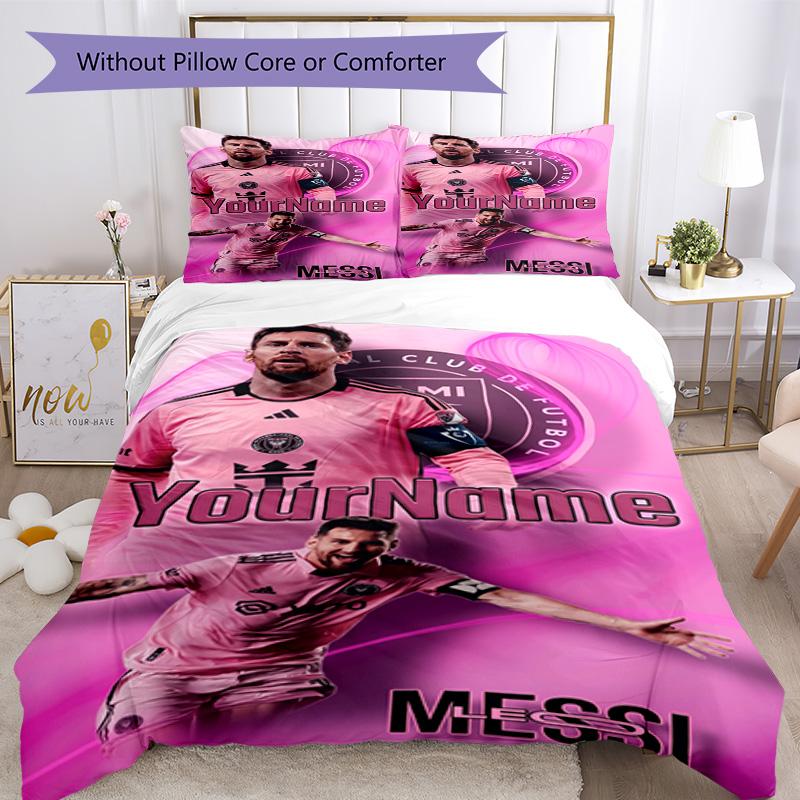 Messi Customize Your Name Duvet Cover Set Design for Decorate room Wrinkle Resistant Home Decor Birthday/Christmas Gift Idea