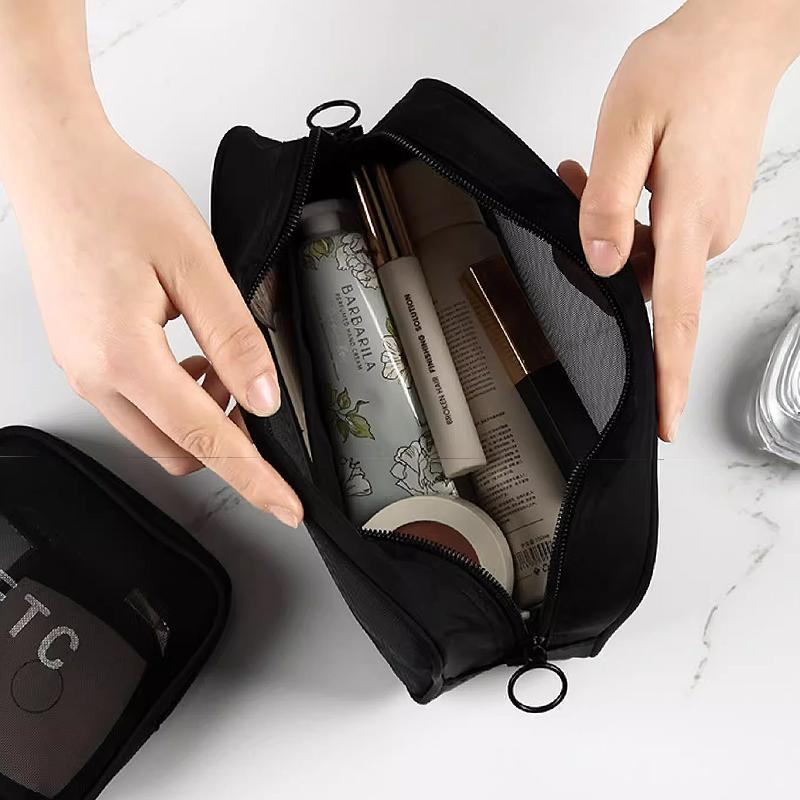 Travel Pouch Makeup Bag Wash Toiletries Organizer Bag Mesh Cosmetic Storage Bag