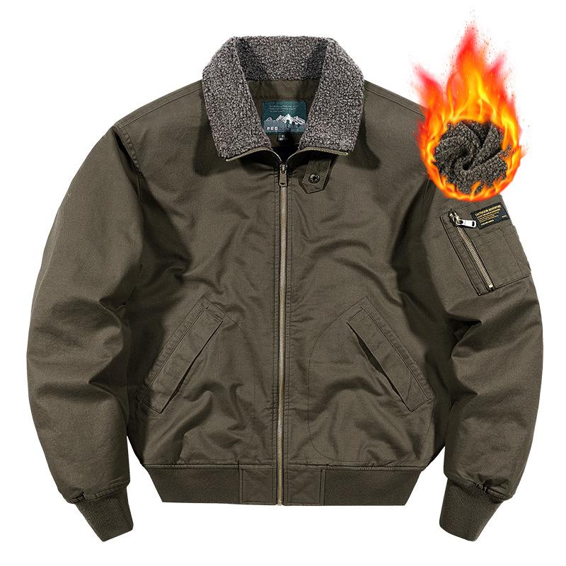 Pánské zimní zateplení High End Pánské plyšové pilotní bunda Kabát Beránek Fleece Pracovní oblečení Bavlněné oblečení