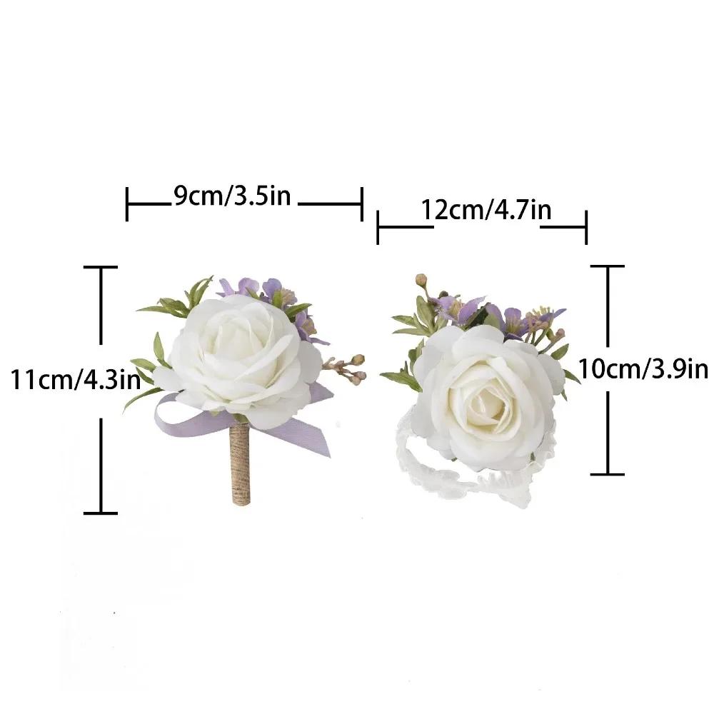 1pc Wedding Simulation Flower Chest Flower Groom Bride Wrist Flower Set Ball Couple Accessories Dinner Party Artificial Flowers