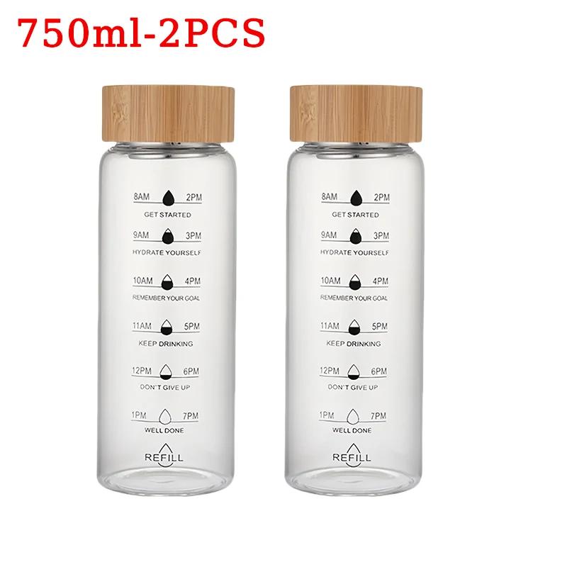 700/1000ml Large-capacity Glass Cup High Borosilicate Bamboo Lid Time Scale Portable Water Cup Tea Cup Accompanied By Gift Cups