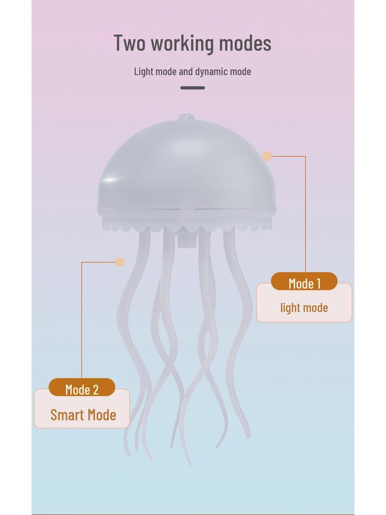 Smart Voice-Controlled Jellyfish Lamp: Gradient Light with Dynamic Tentacles, White Noise, Atmosphere, and Sleep Aid.